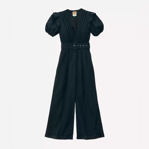 Brand New Farm Rio Black Pleated Short-Sleeve Jumpsuit